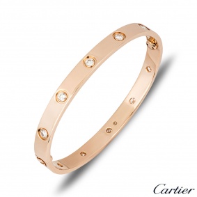 Cartier Rose Gold Full Diamond Love Bracelet Size 20 B6040620 Cartier Rose Gold Full Diamond Love Bracelet Size 20 B6040620